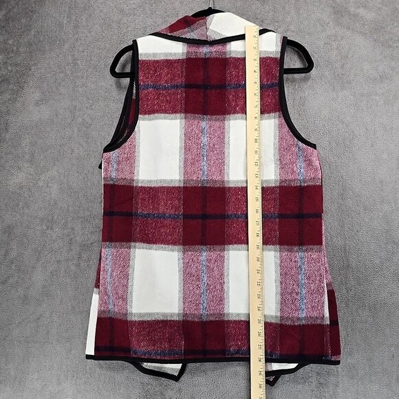 Yacun Vest Lapel Open Front Buffalo Plaid Sleeveless Cardigan Jacket Women Small - Picture 7 of 10